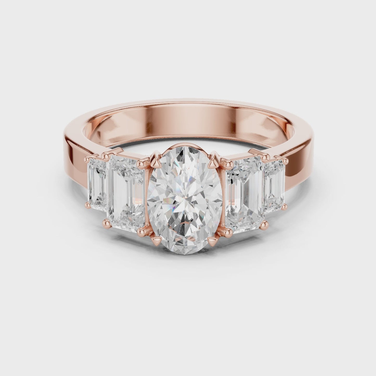 Contour Five Oval & Emerald Five Stone Diamond Ring
