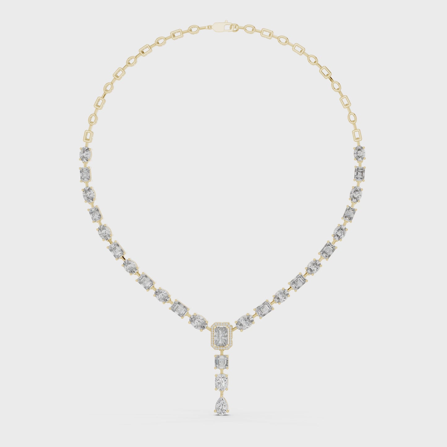 Elegant Everyday Luxury Mixed Shape Diamond Y Drop Necklace