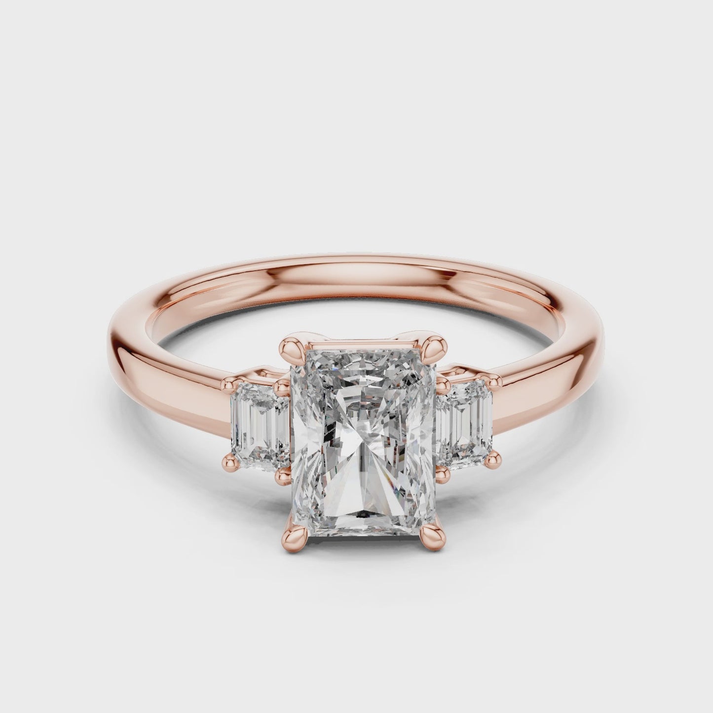 Radiant Cut Three Stone Diamond Ring