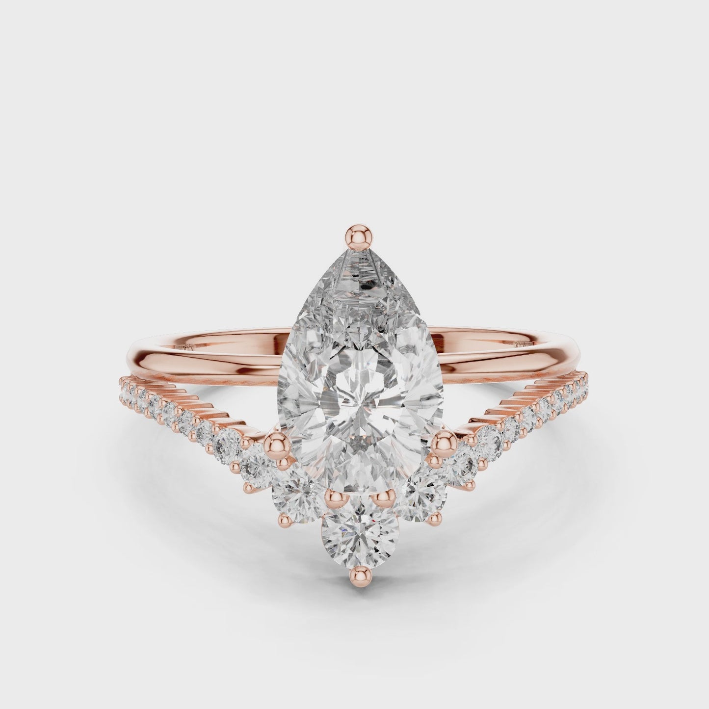 Celeste Pear Diamond Split Shank Ring