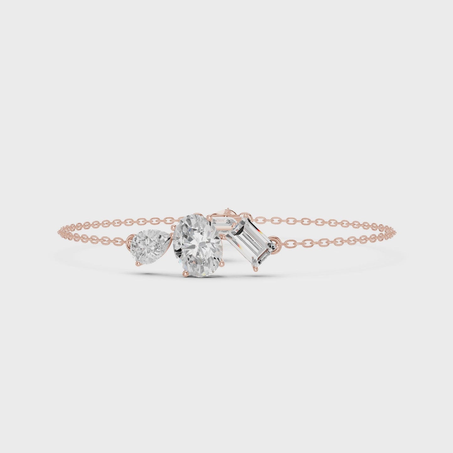 Modern Everyday Luxury Mixed Shape Diamond Chain Bracelet