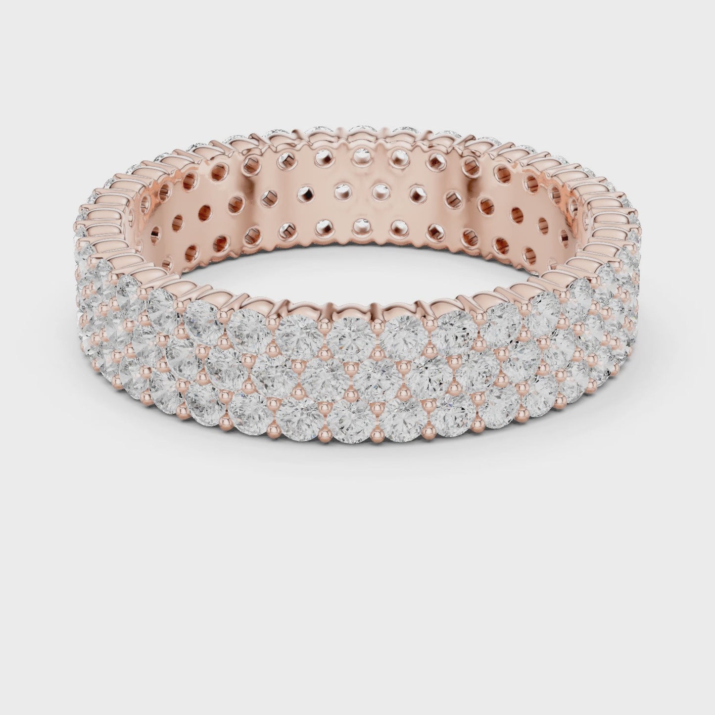 Radiant Grid Triple Row Diamond Eternity Band Ring