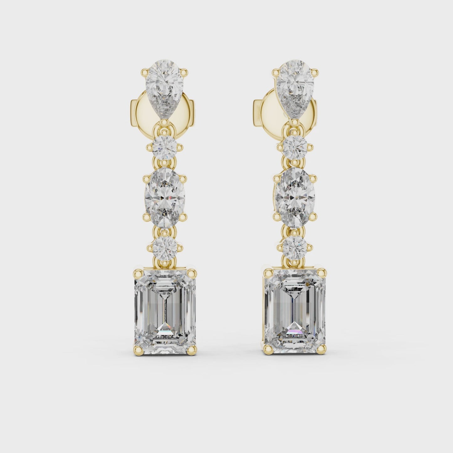 Prism Emerald Multi Shape Diamond Drop Earrings