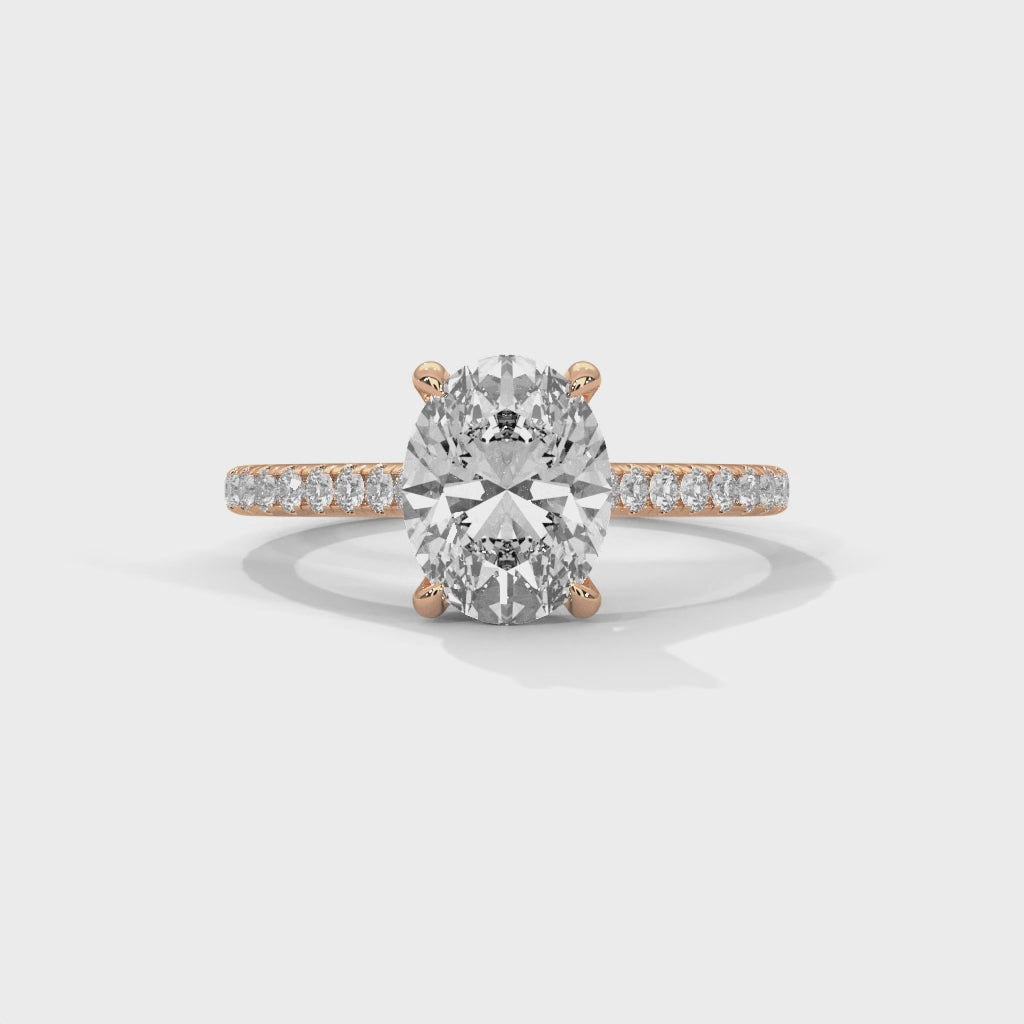 Lumina Oval Cut Diamond Engagement Ring with Pavé Band