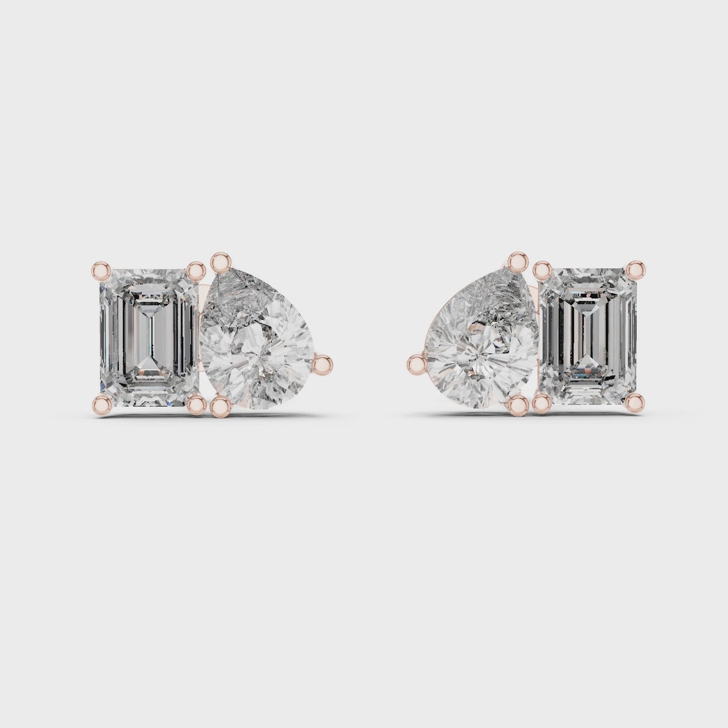 Verelle Emerald & Pear Diamond Duo Stud Earrings