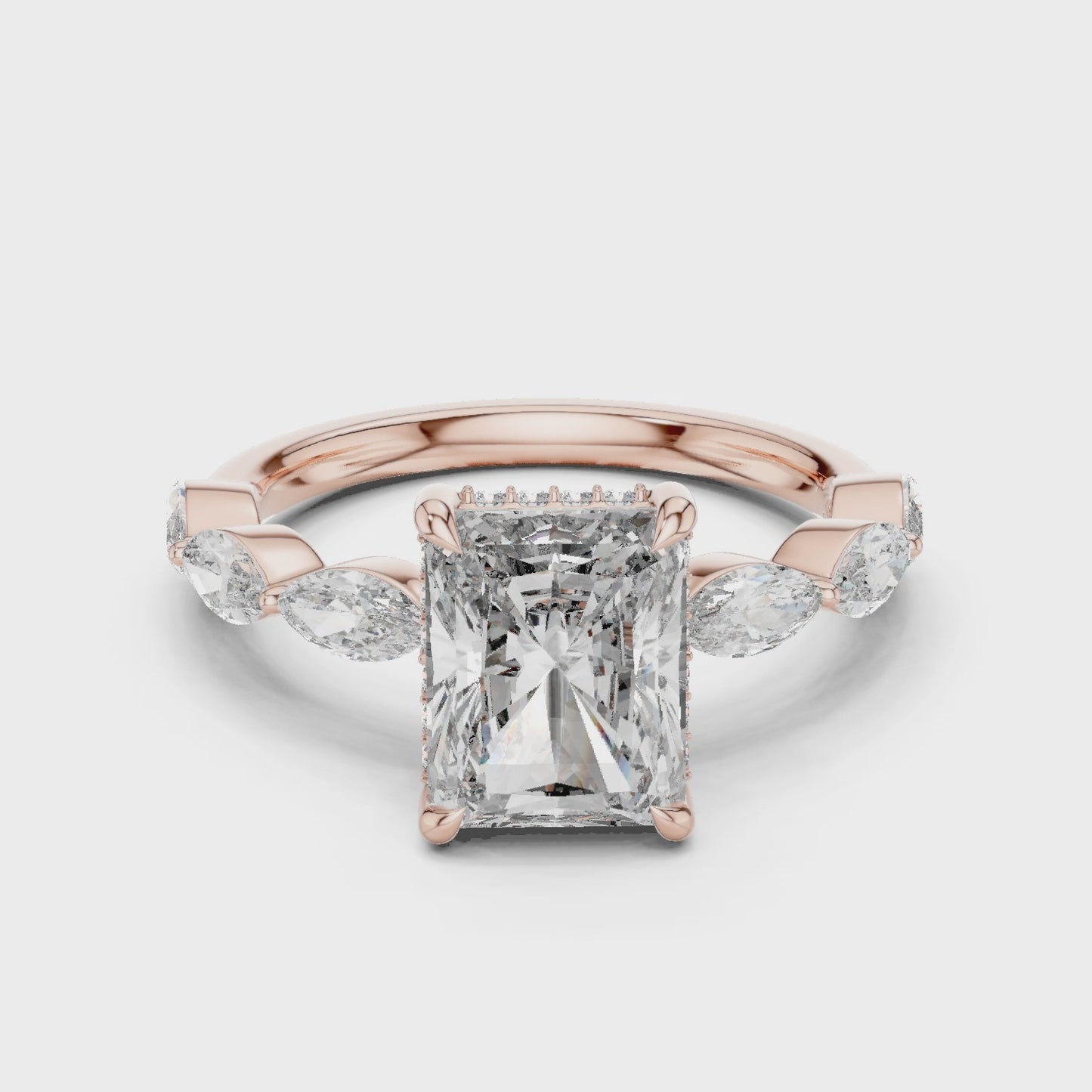 Avelisse Radiant Cut Floral Accent Ring