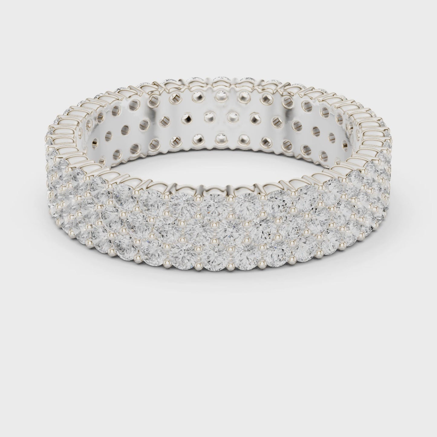 Radiant Grid Triple Row Diamond Eternity Band Ring
