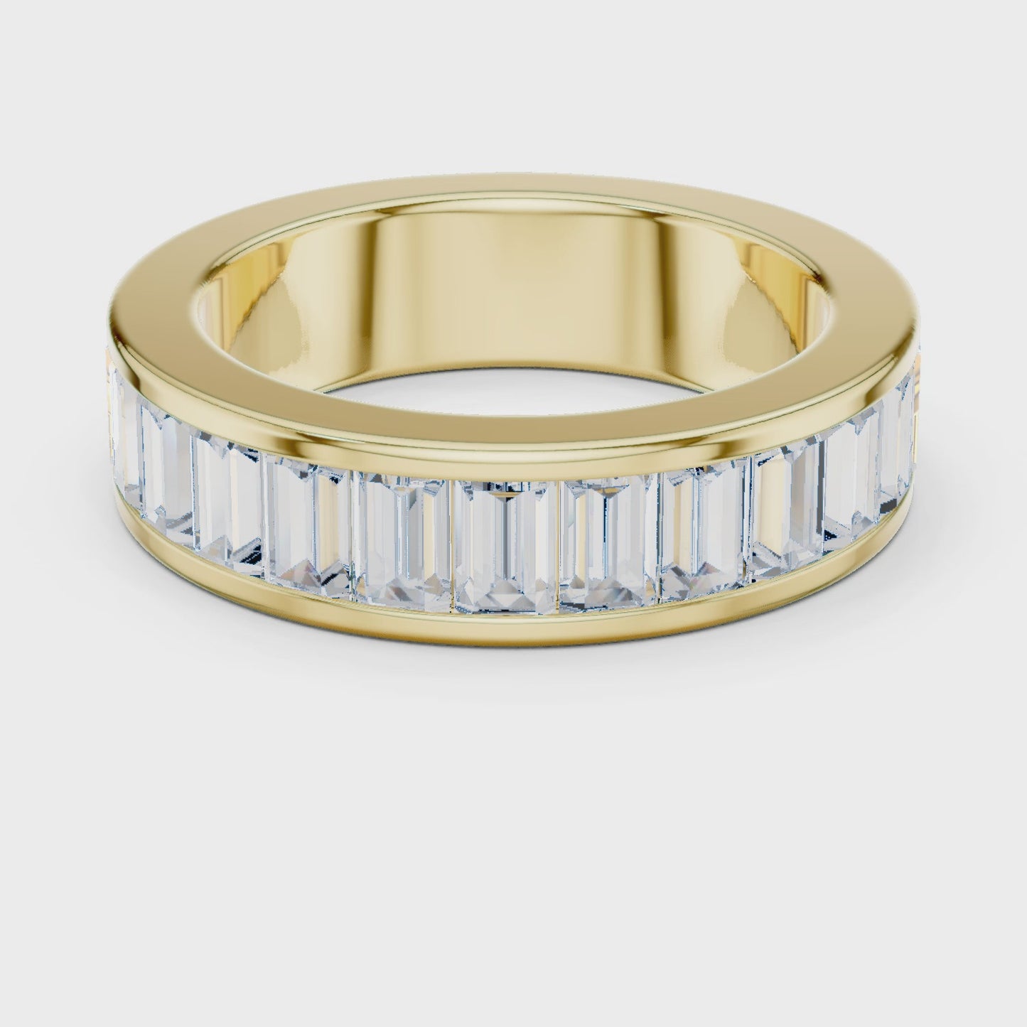 Frame Light Channel Set Emerald Cut Diamond Band Ring