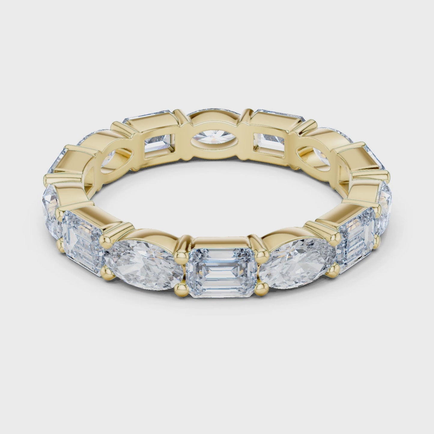 Axis Fusion Mixed Shape Diamond Eternity Band Ring