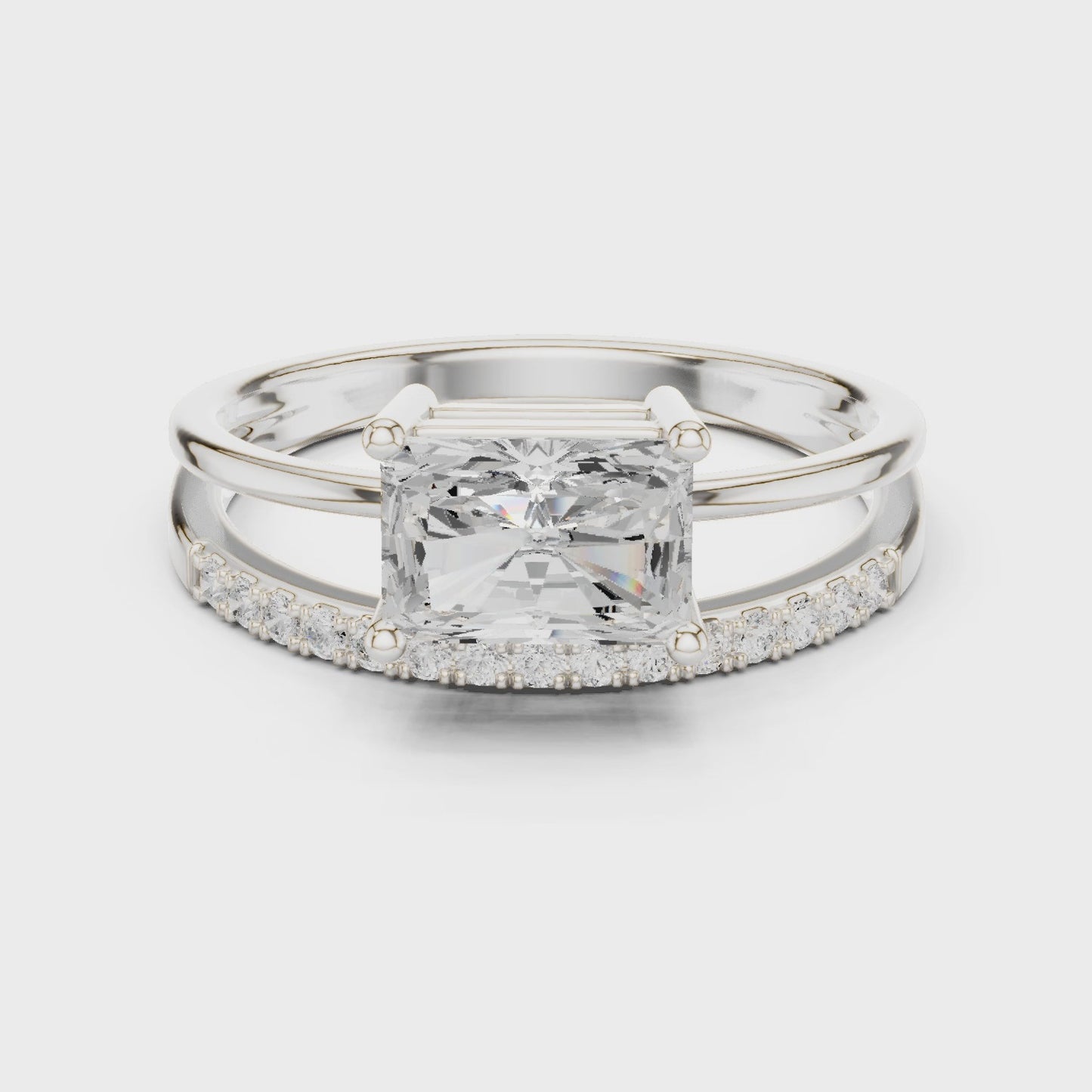 Frame Theory Radiant Cut Split Shank Diamond Ring