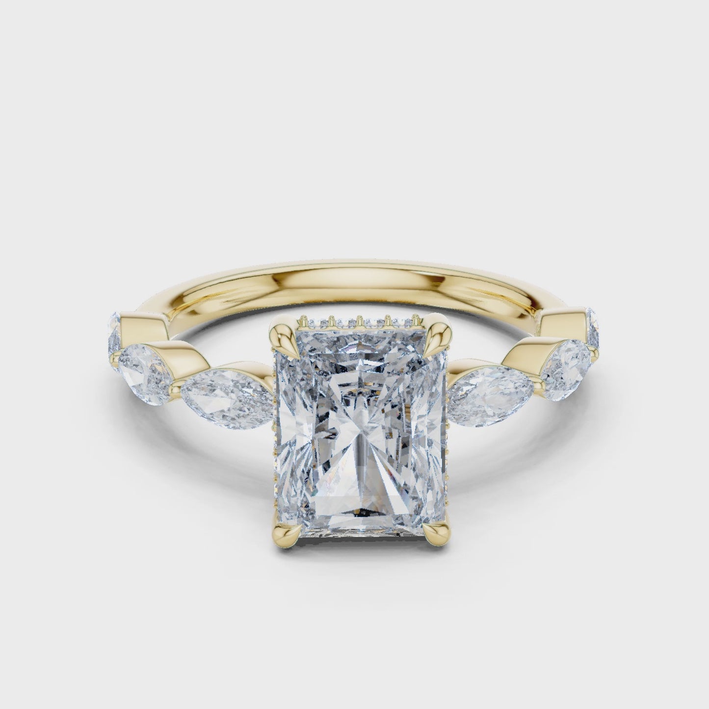 Avelisse Radiant Cut Floral Accent Ring