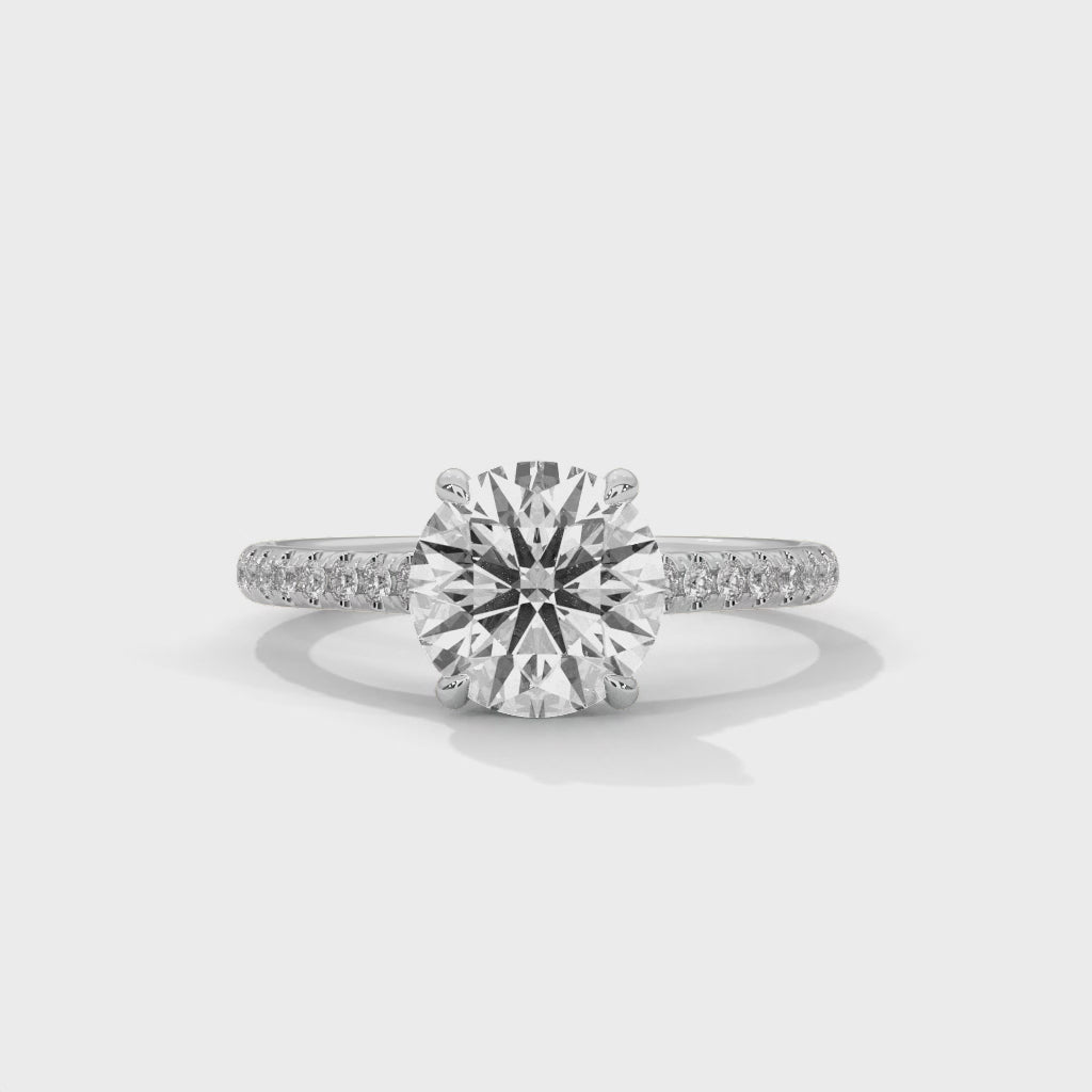 Radiant Promise Round Diamond Solitaire Ring with Pavé Shoulders