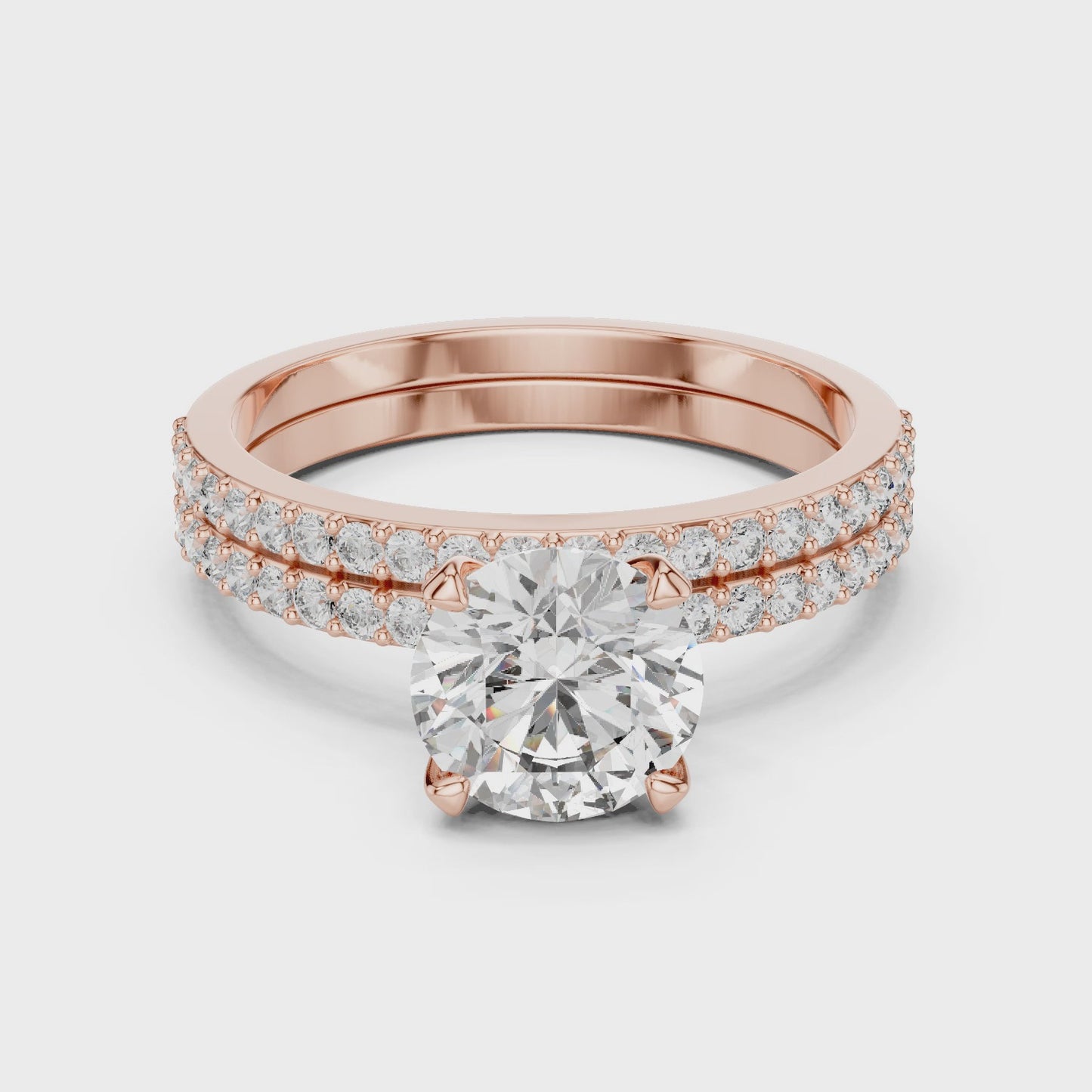 Timeless Everyday Luxury Round Diamond Solitaire Bridal Ring Set
