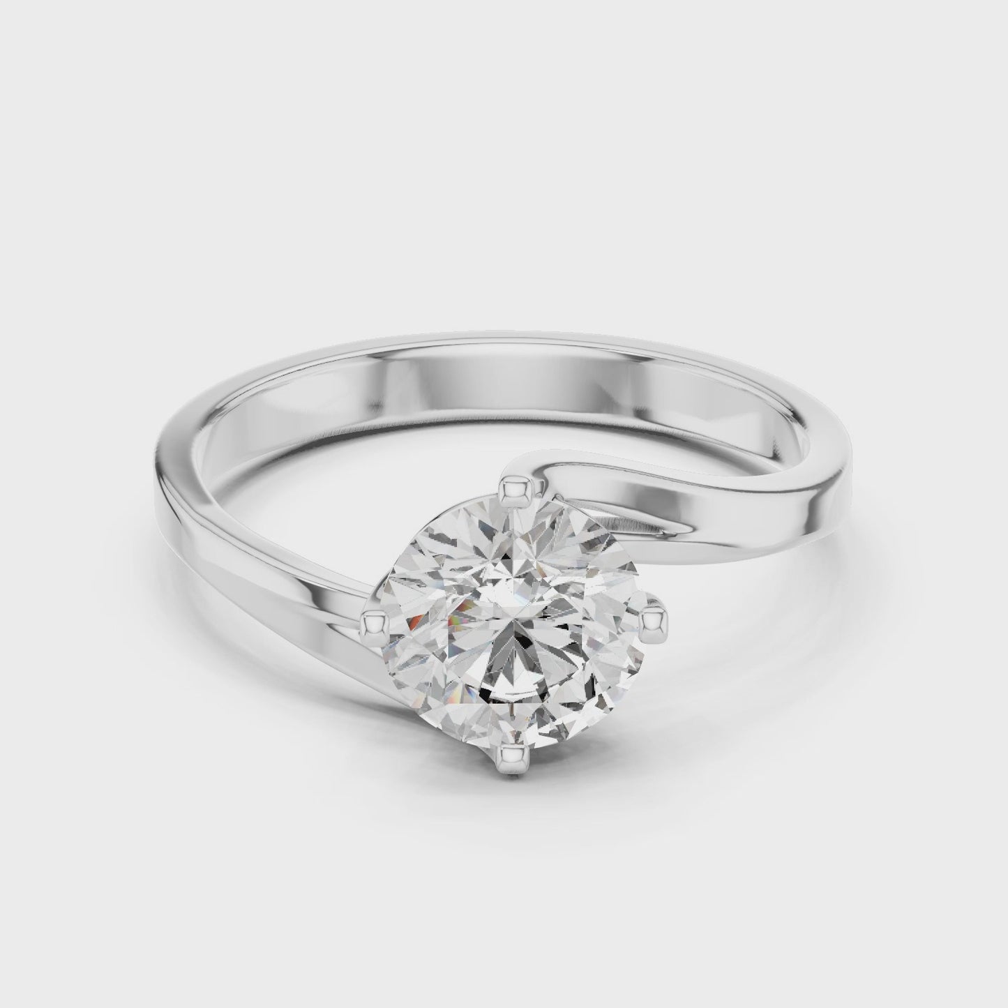 Motion Arc Round Solitaire Bypass Diamond Ring