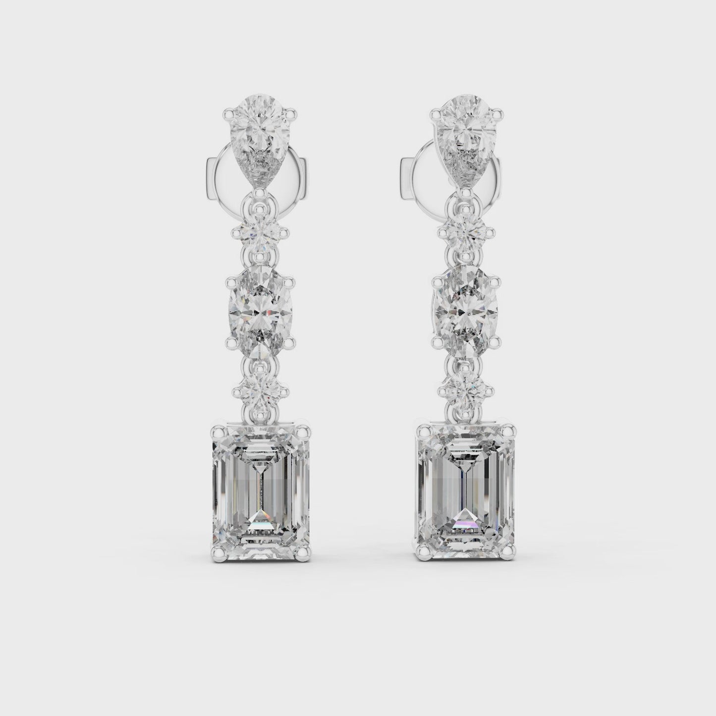 Prism Emerald Multi Shape Diamond Drop Earrings