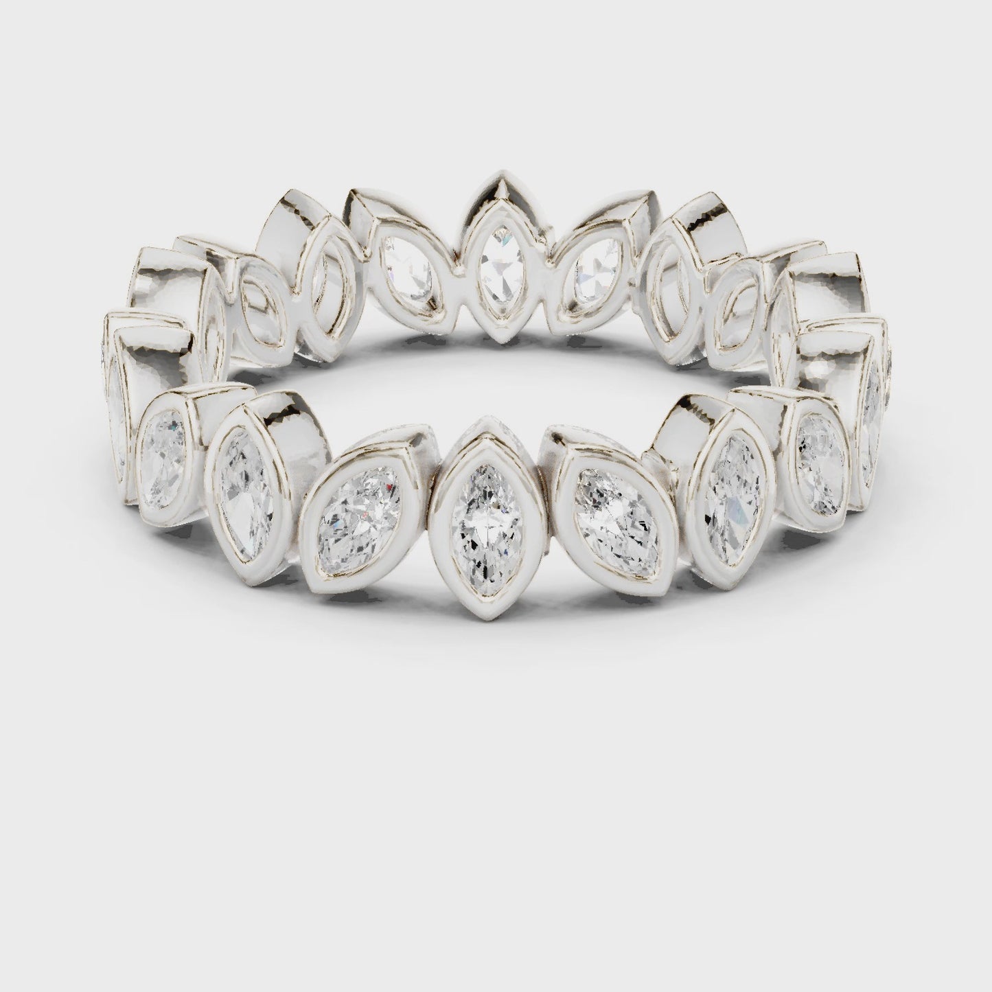Vector Edge Bezel Marquise Diamond Eternity Band Ring