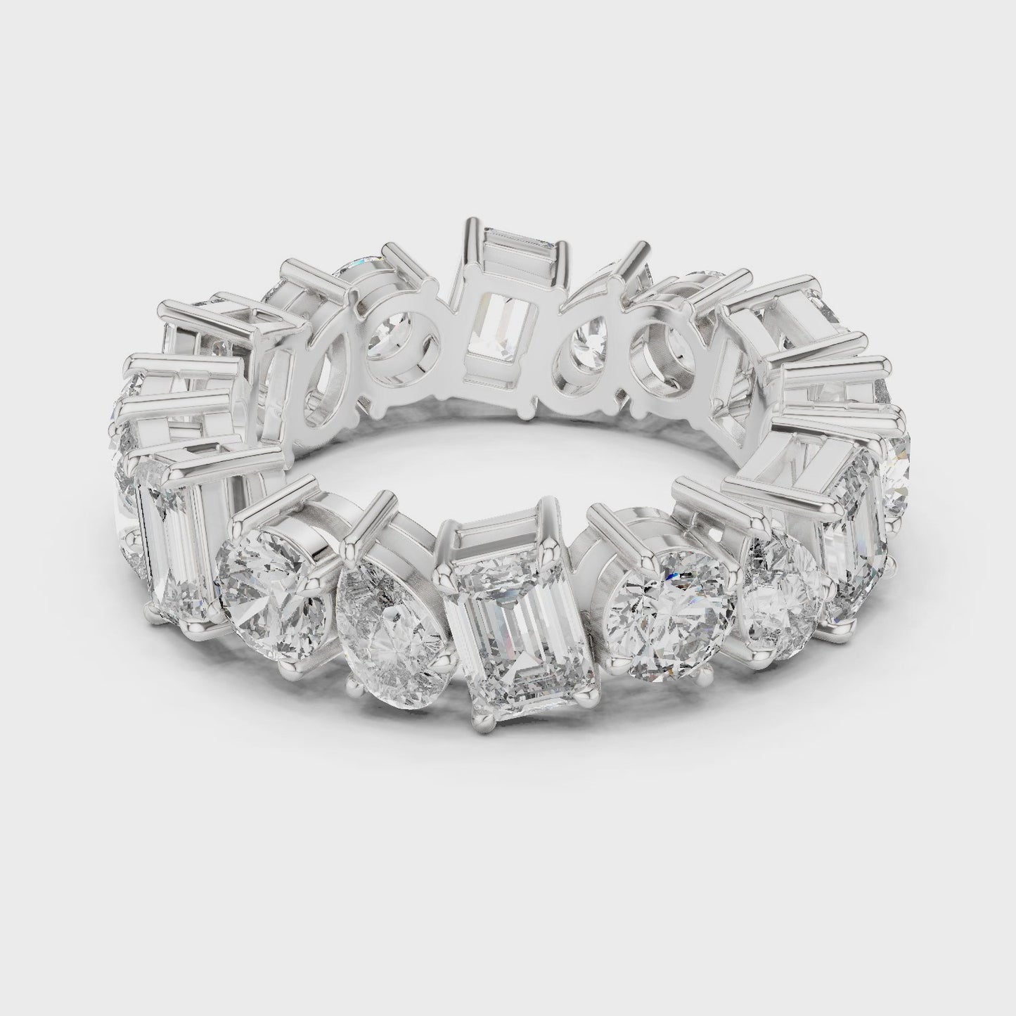 Axis Fusion Mixed Shape Diamond Eternity Band Ring