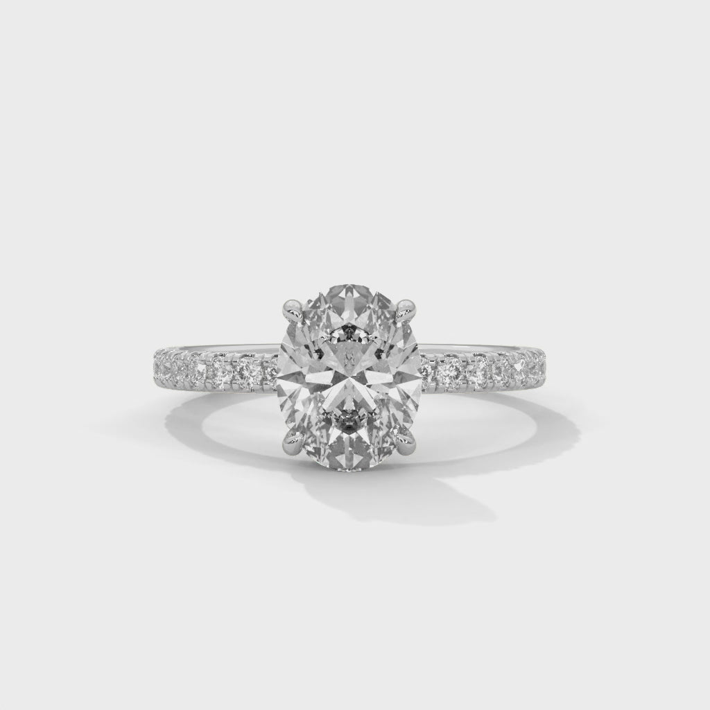 Oval Brilliance Solitaire Engagement Ring with Pavé Band