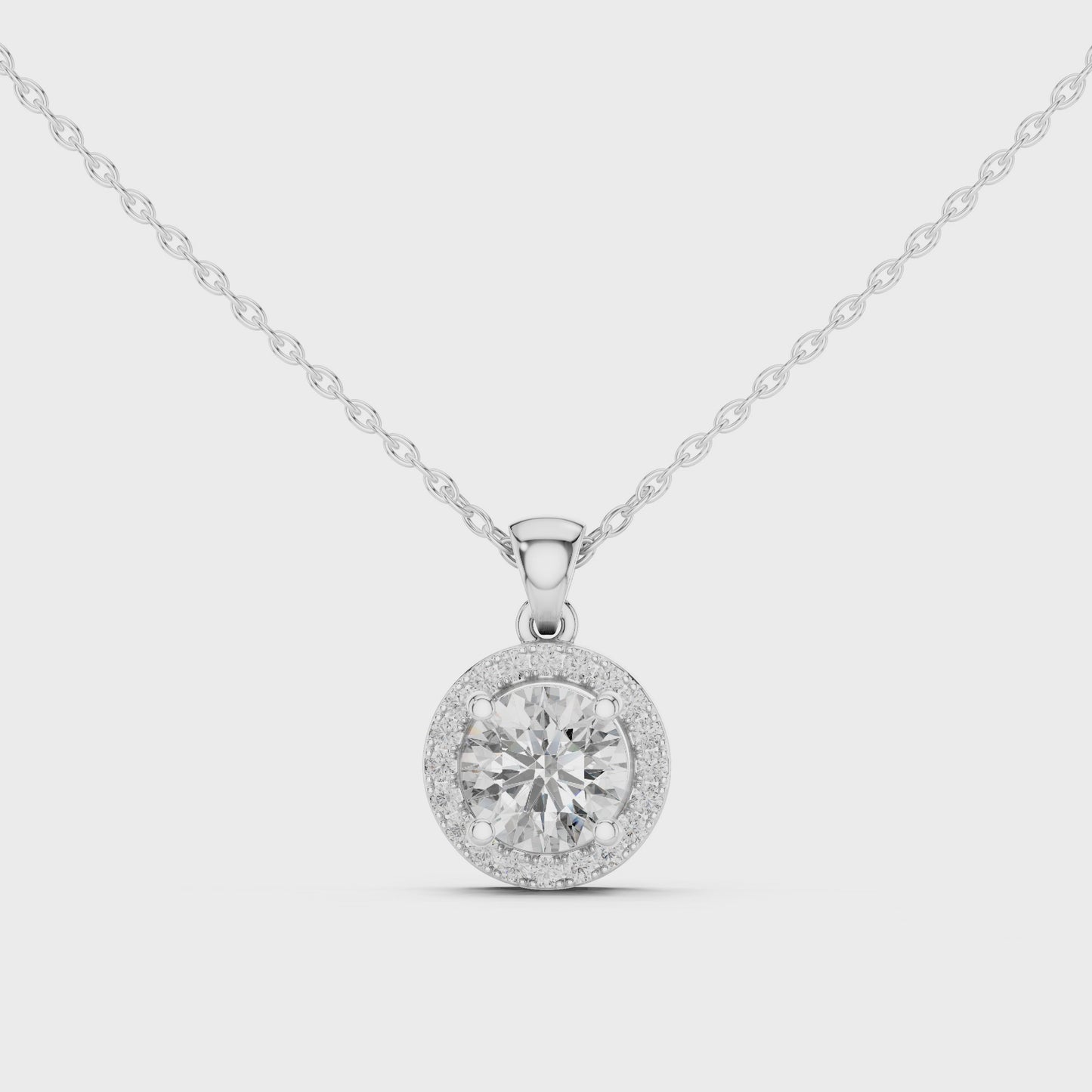 Circle of Light Round Halo Diamond Pendant Necklace