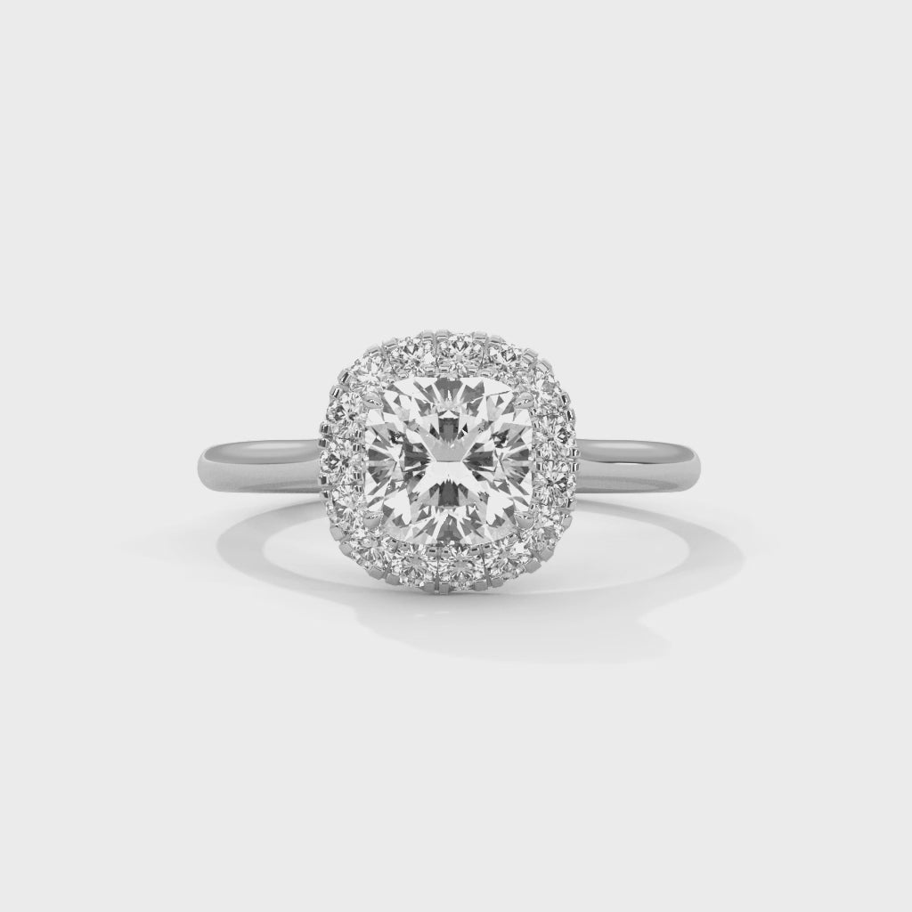 Lumina Cushion Halo Engagement Ring with Classic Solitaire Band