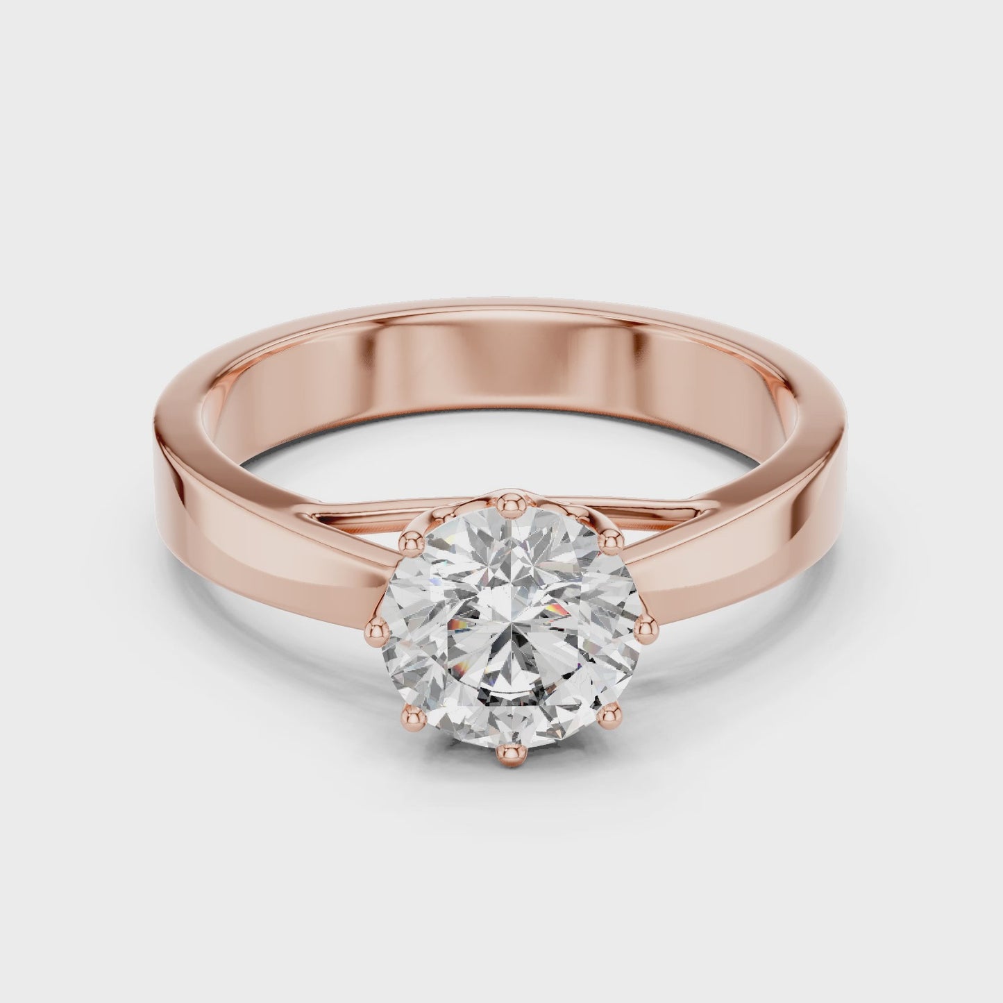 Summit Frame Round Solitaire Cathedral Diamond Ring