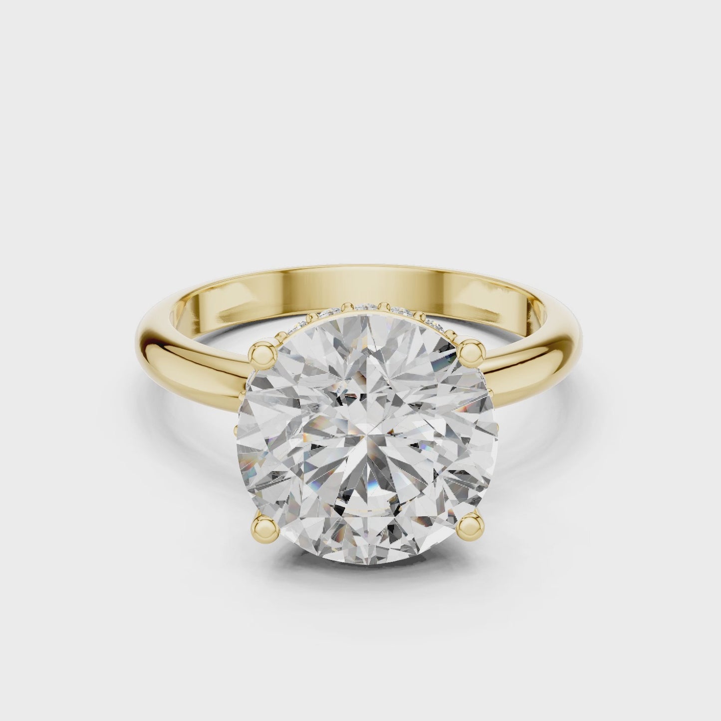 Halo Lift Round Solitaire Hidden Halo Diamond Ring