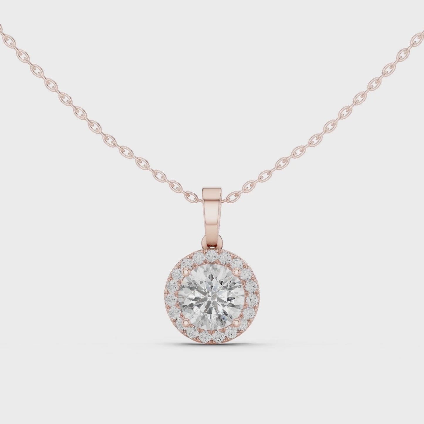 Luxury Round Diamond Halo Pendant Necklace