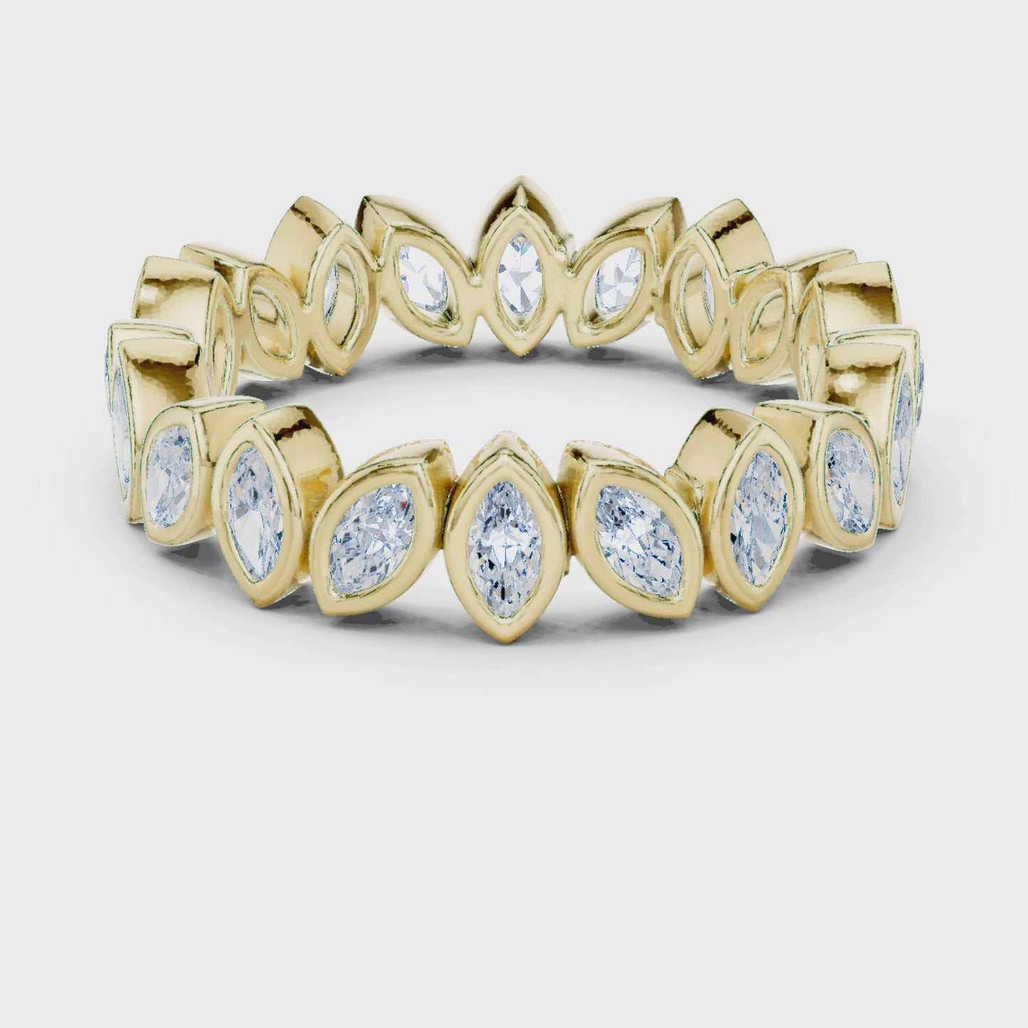 Vector Edge Bezel Marquise Diamond Eternity Band Ring