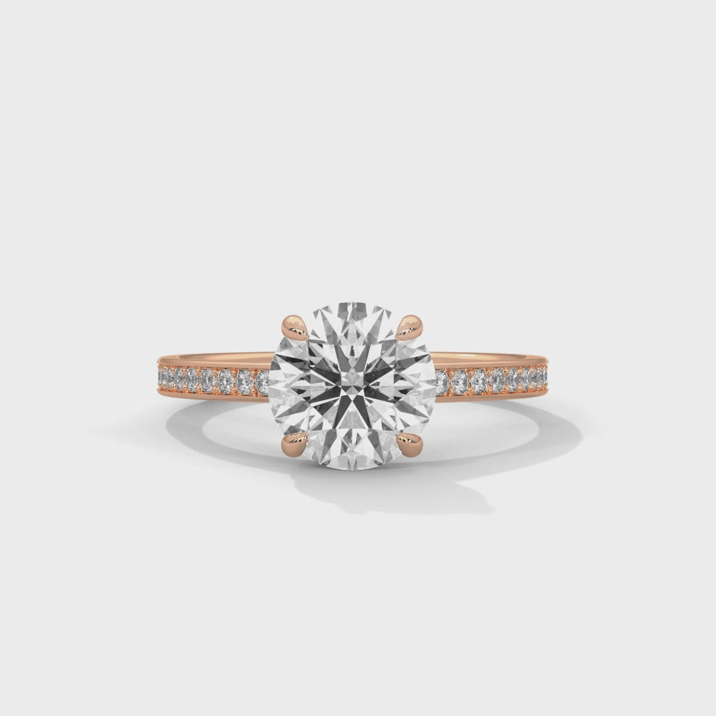 Everlight Round Cut Solitaire Engagement Ring with Pavé Band