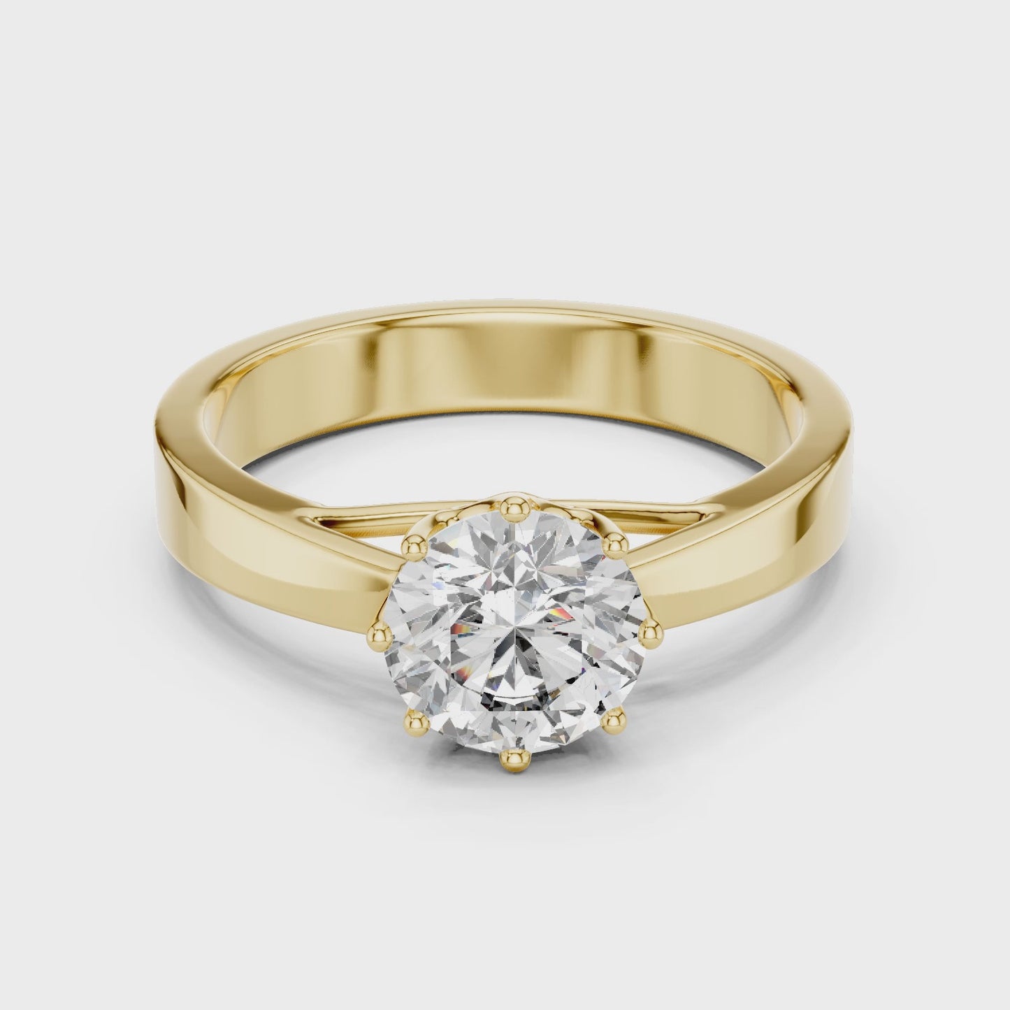 Summit Frame Round Solitaire Cathedral Diamond Ring