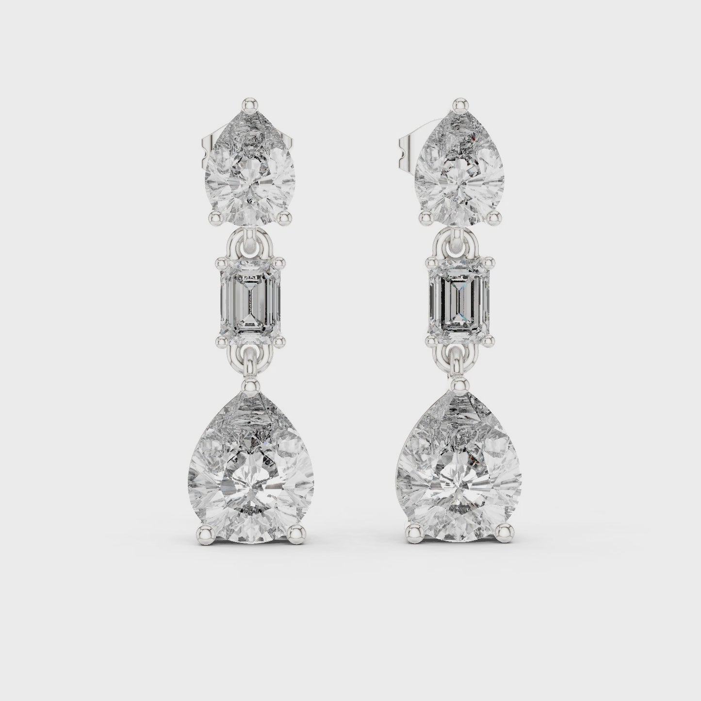 Celestia Grace Pear & Emerald Diamond Drop Earrings