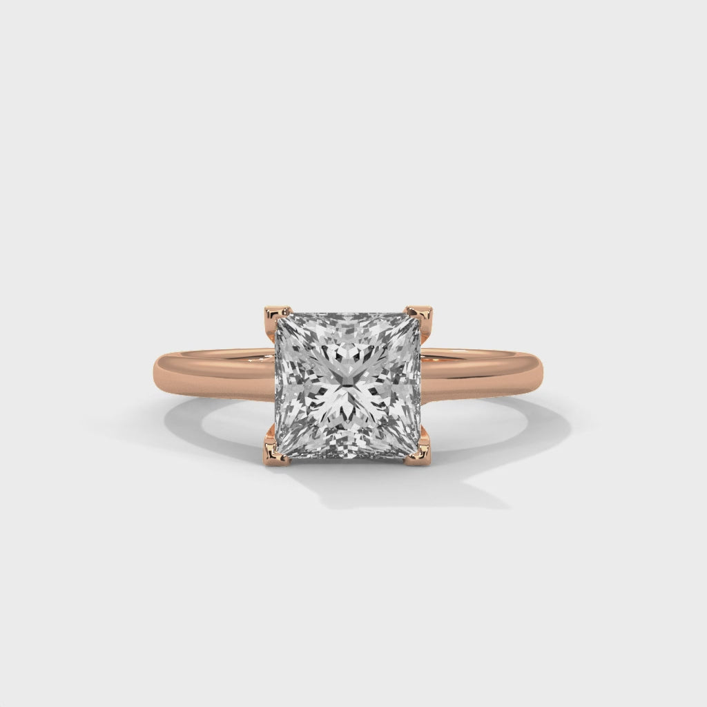 Classic Princess Solitaire Diamond Engagement Ring