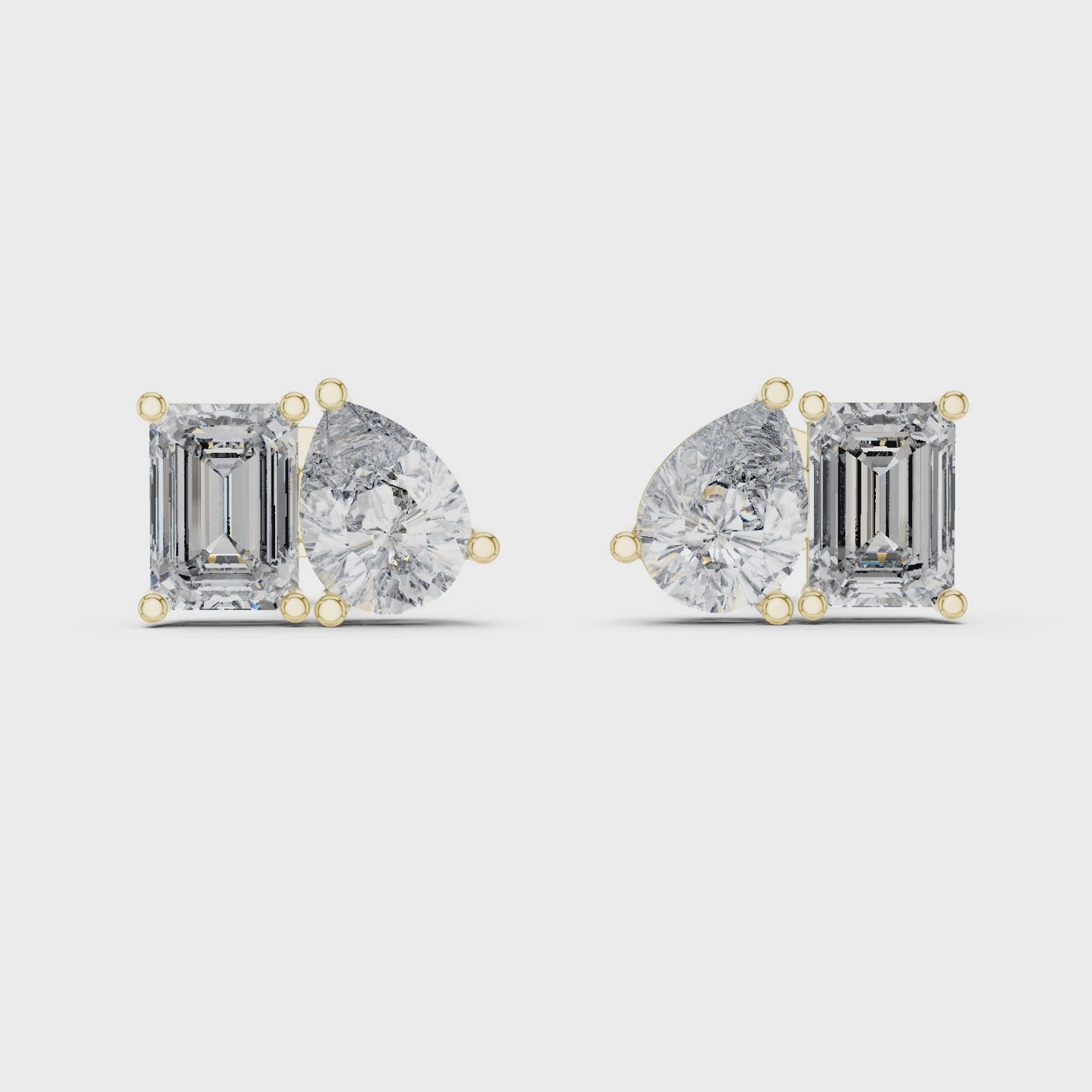 Verelle Emerald & Pear Diamond Duo Stud Earrings
