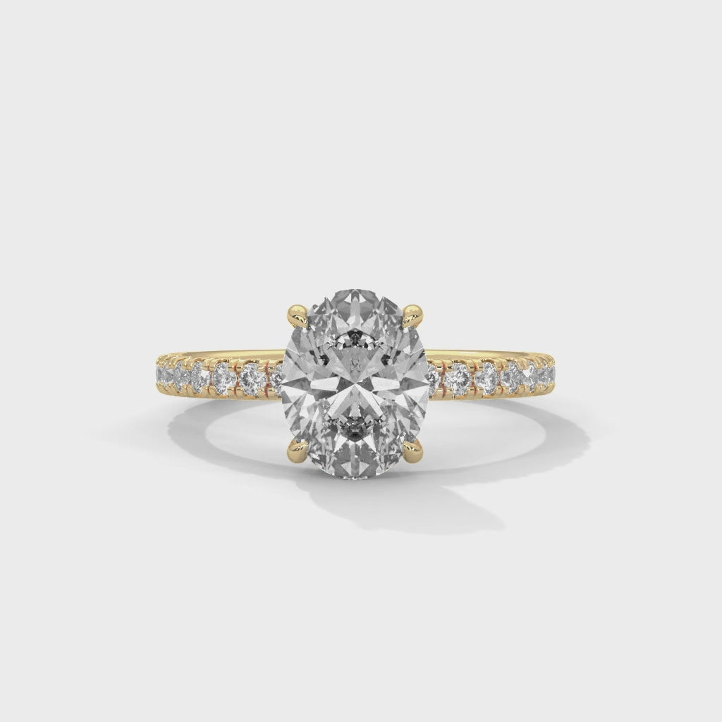 Oval Brilliance Solitaire Engagement Ring with Pavé Band
