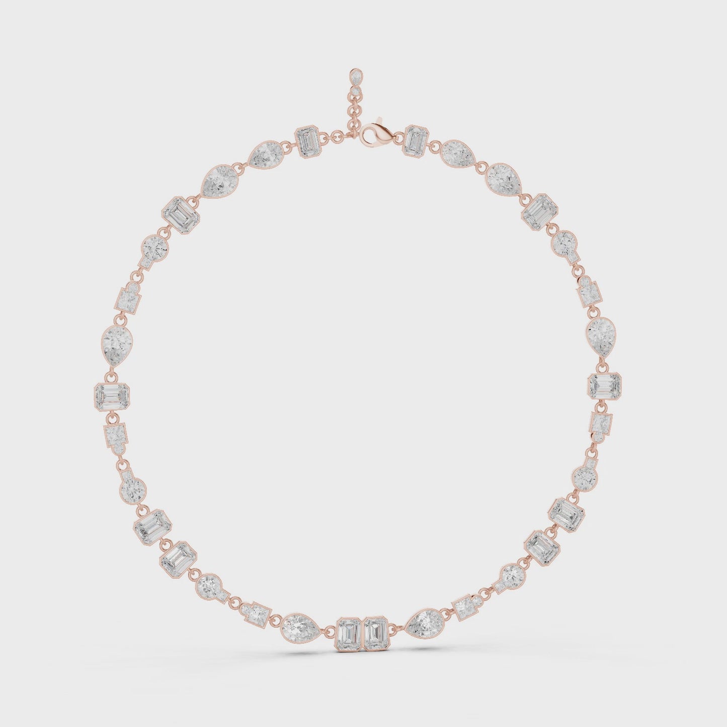 Bold Everyday Luxury Statement Mixed Shape Diamond Tennis Necklace