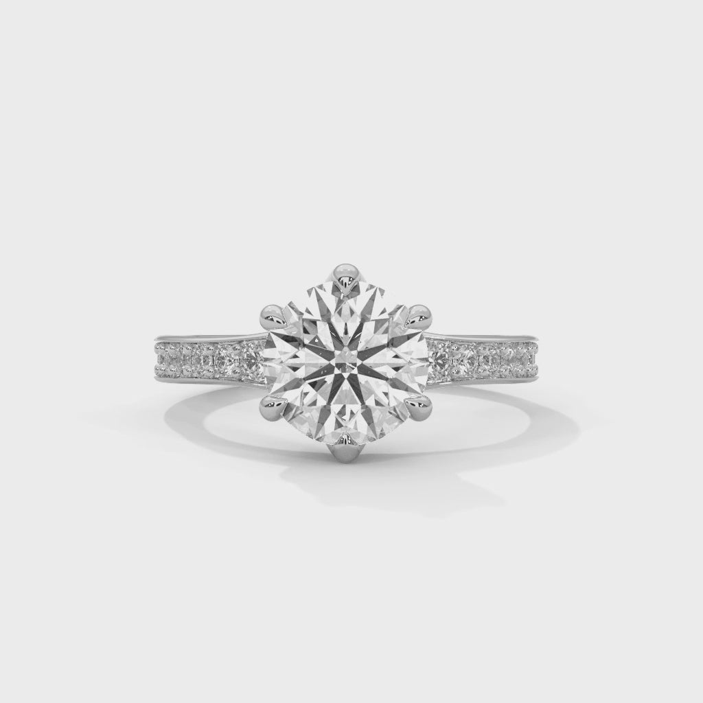 Eternal Brilliance Round Diamond Solitaire Ring with Pavé Band