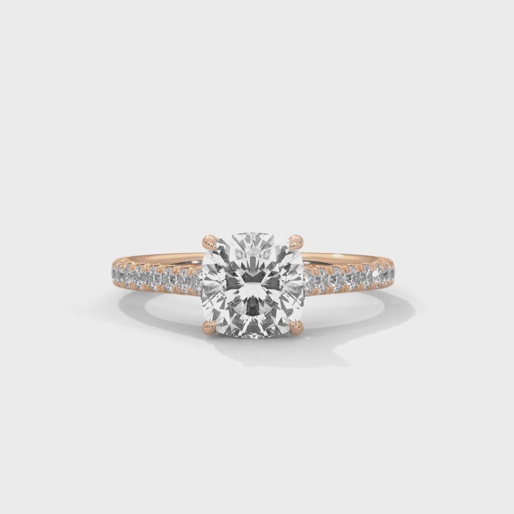 Cushion Cut Solitaire Diamond Engagement Ring