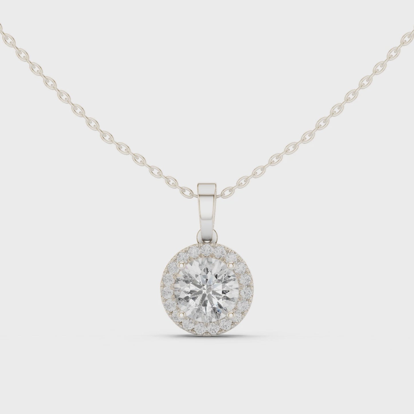 Luxury Round Diamond Halo Pendant Necklace