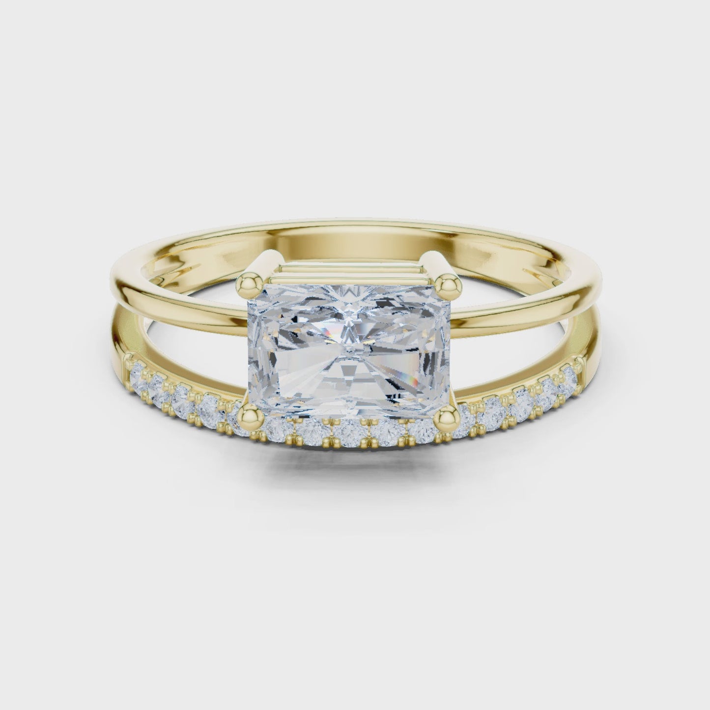Frame Theory Radiant Cut Split Shank Diamond Ring