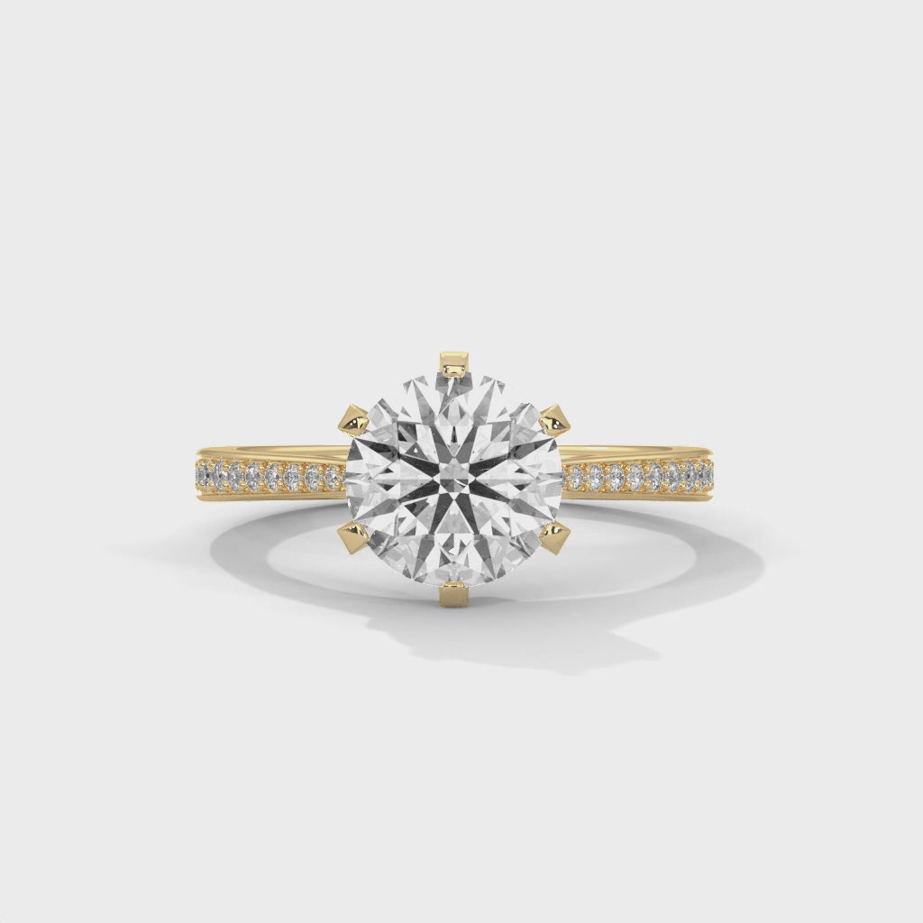 Classic Radiance Round Cut Solitaire Engagement Ring with Pavé Band
