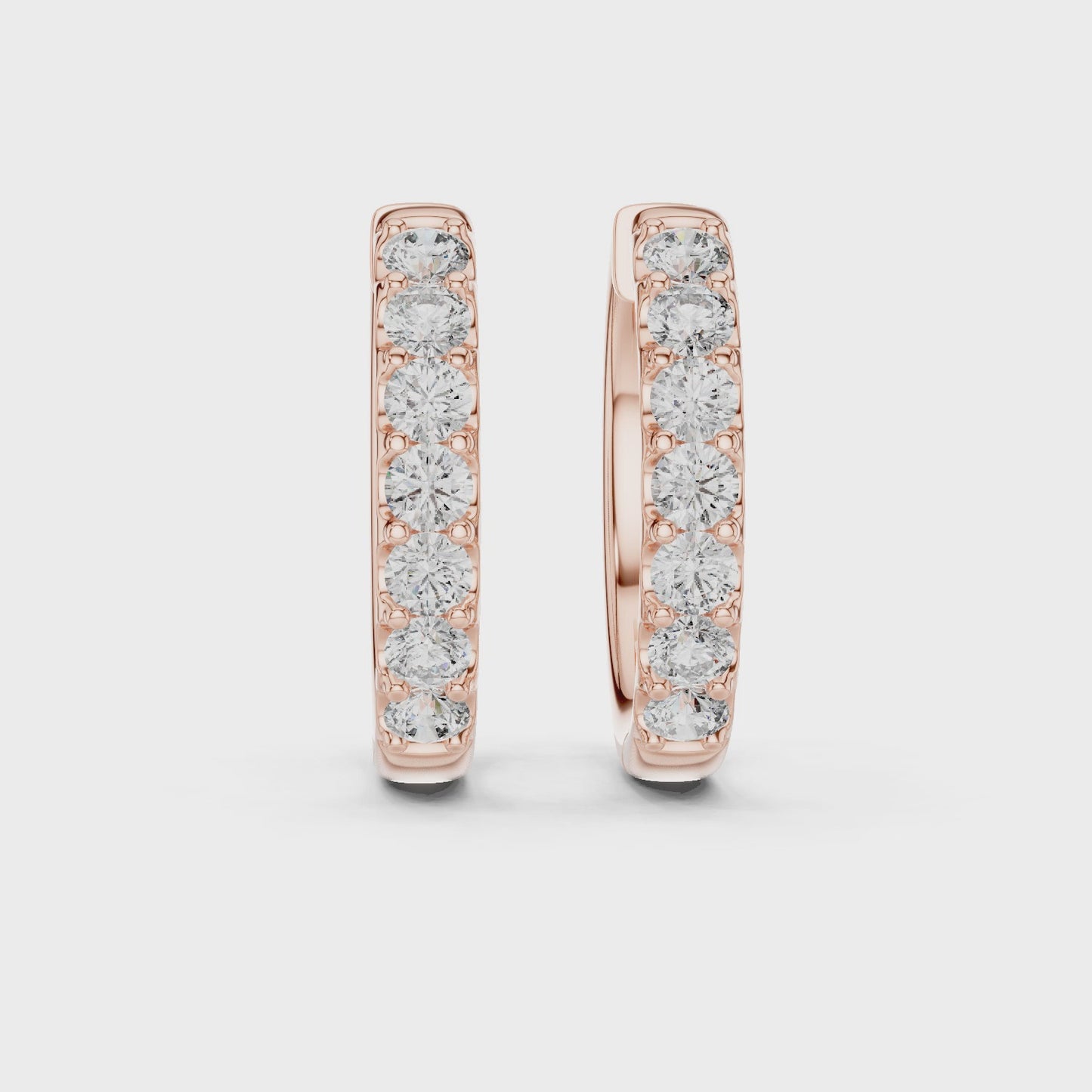 Luna Line Round Diamond Huggie Hoop Earrings
