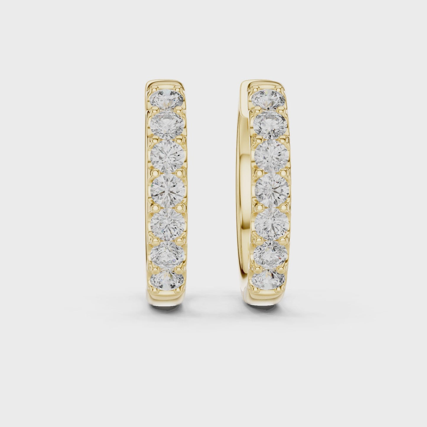 Luna Line Round Diamond Huggie Hoop Earrings