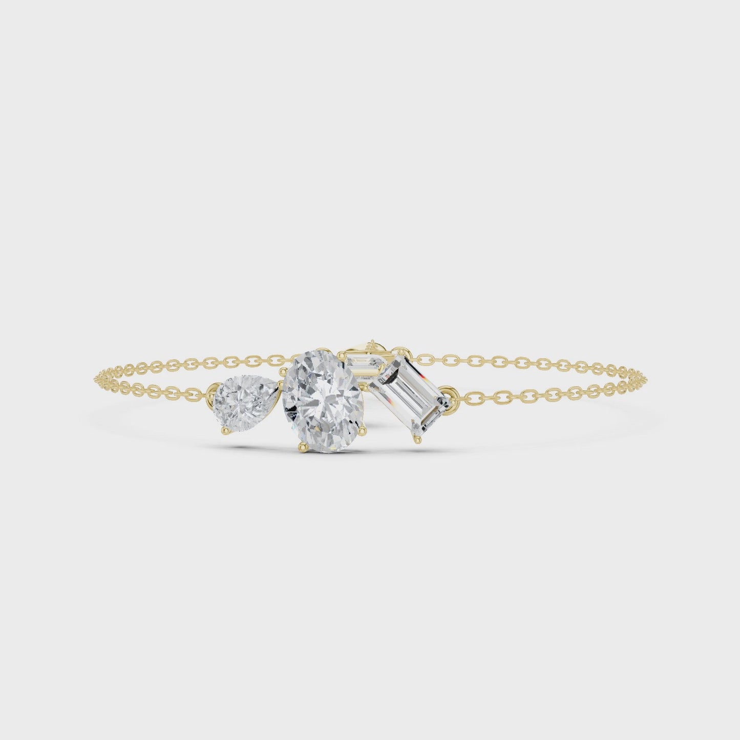Modern Everyday Luxury Mixed Shape Diamond Chain Bracelet