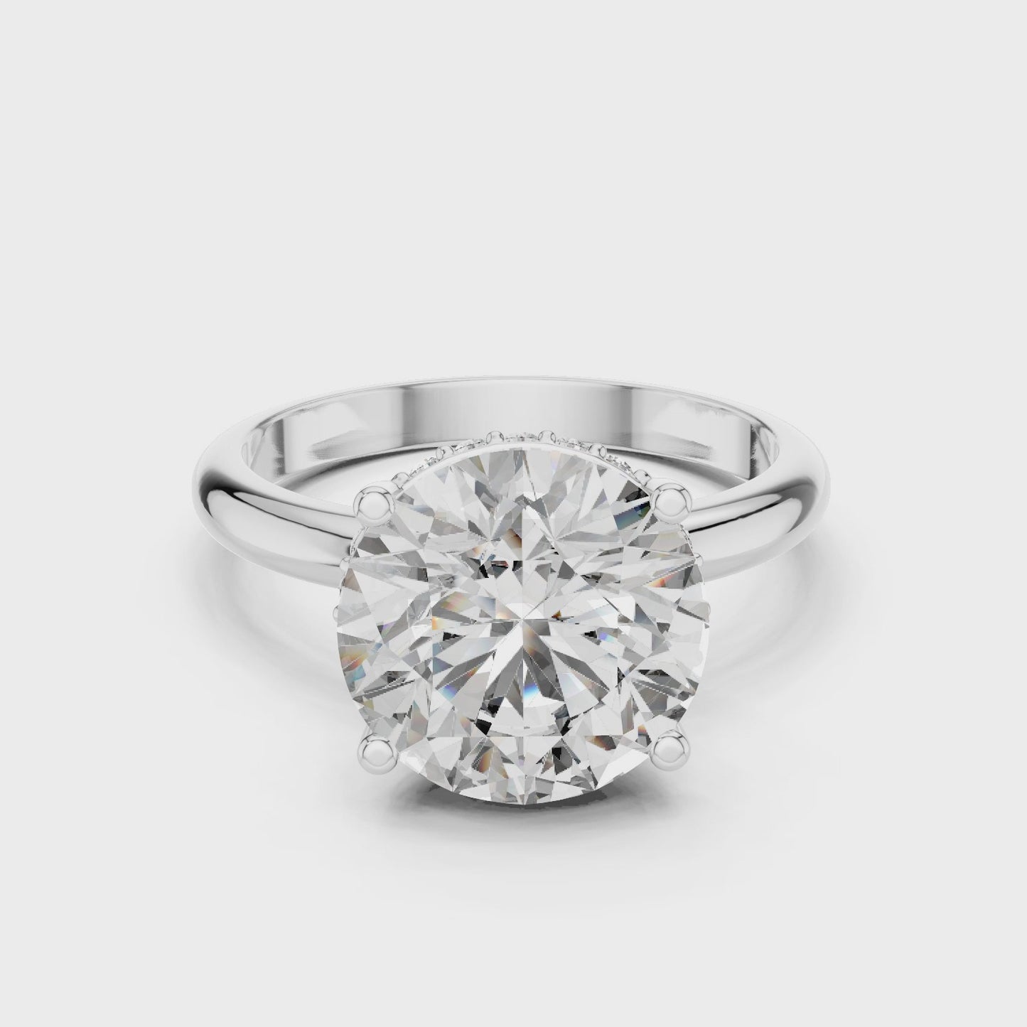 Halo Lift Round Solitaire Hidden Halo Diamond Ring