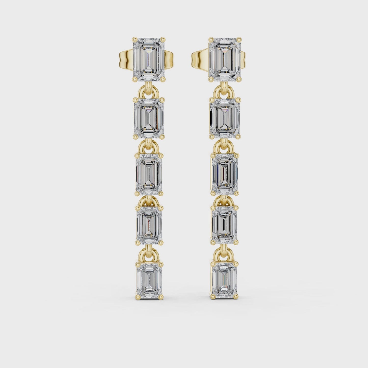 Emerald Diamond Linear Drop Earrings