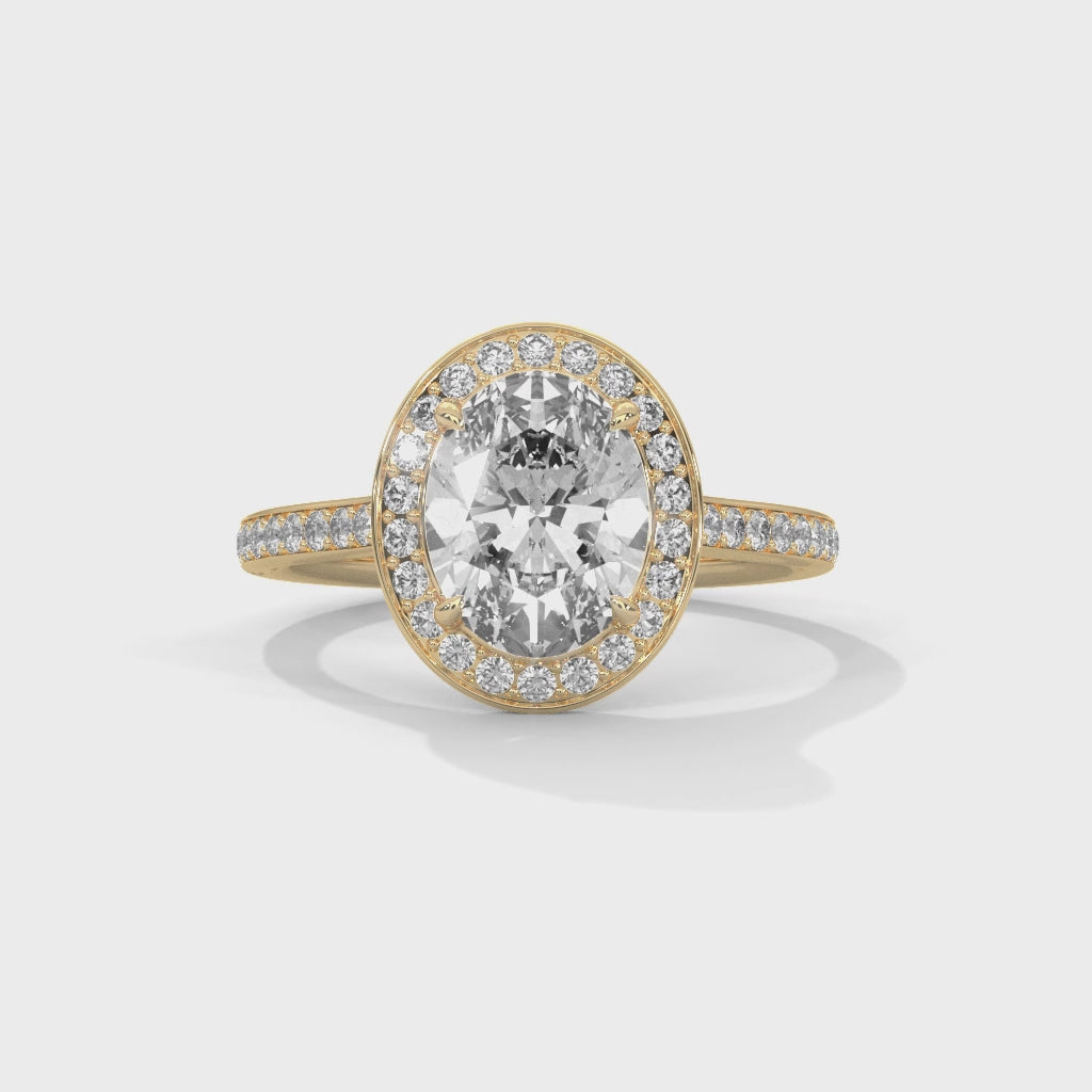 Oval Halo Radiance Engagement Ring with Pavé Band