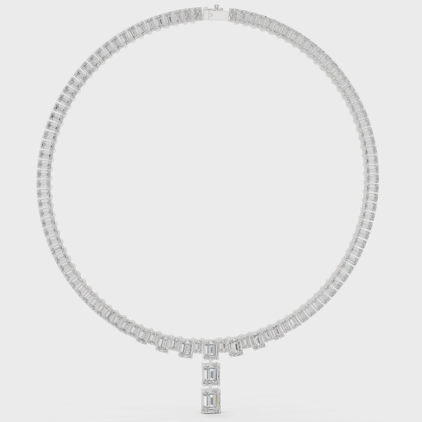 Elegant Everyday Luxury Emerald Cut Diamond Tennis Necklace