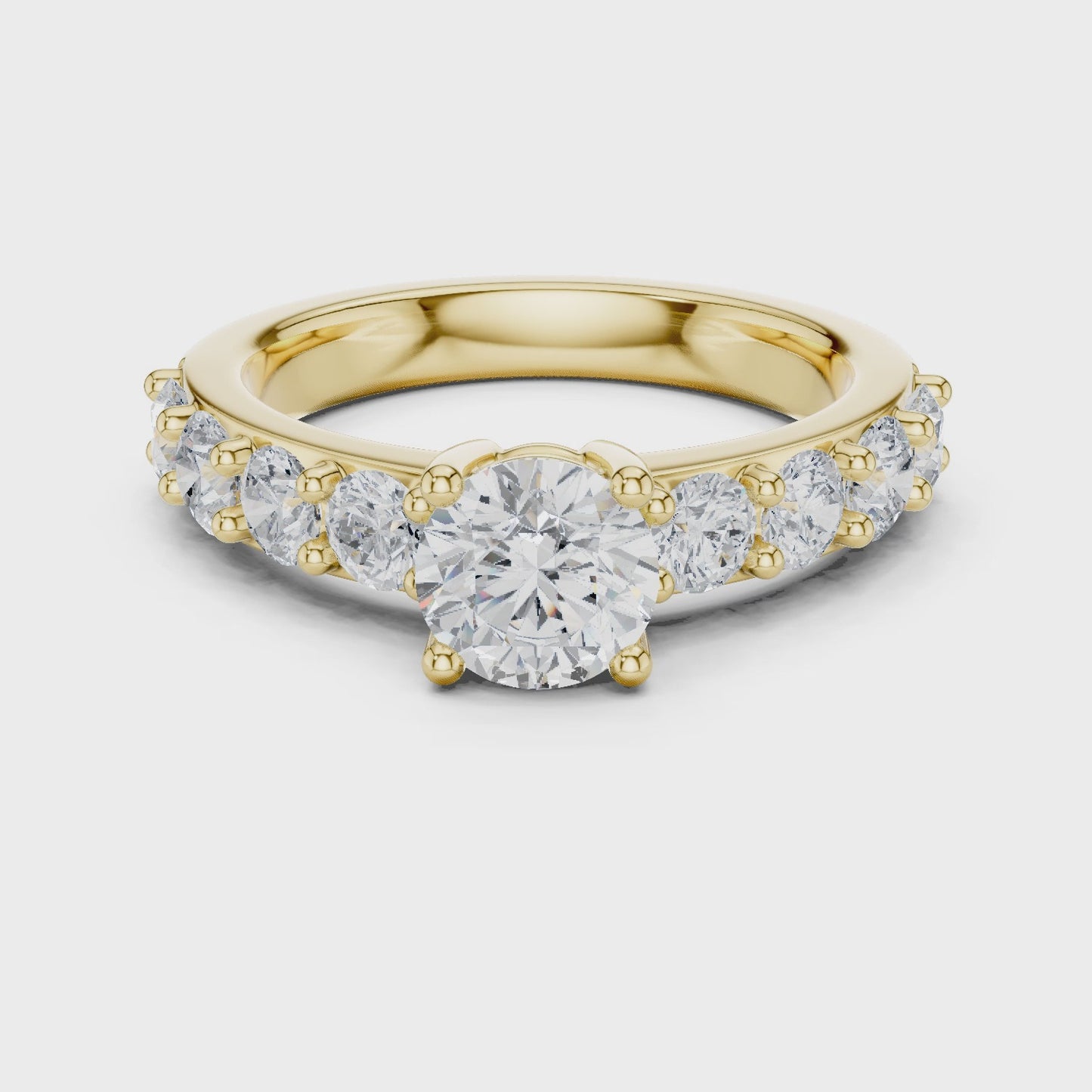 Lumen Crest Round Diamond Shared Prong Solitaire Ring