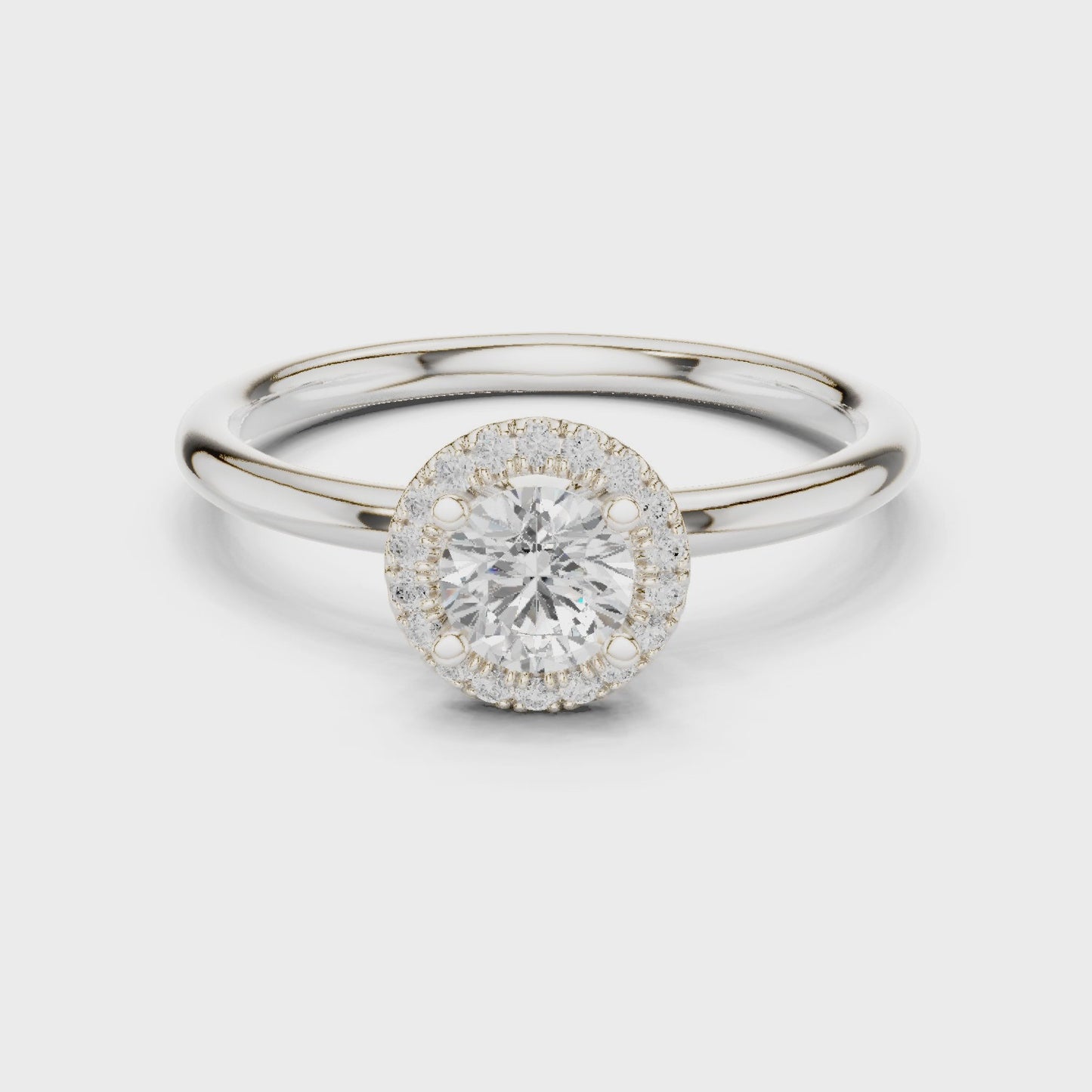 Nova Frame Round Diamond Halo Solitaire Ring