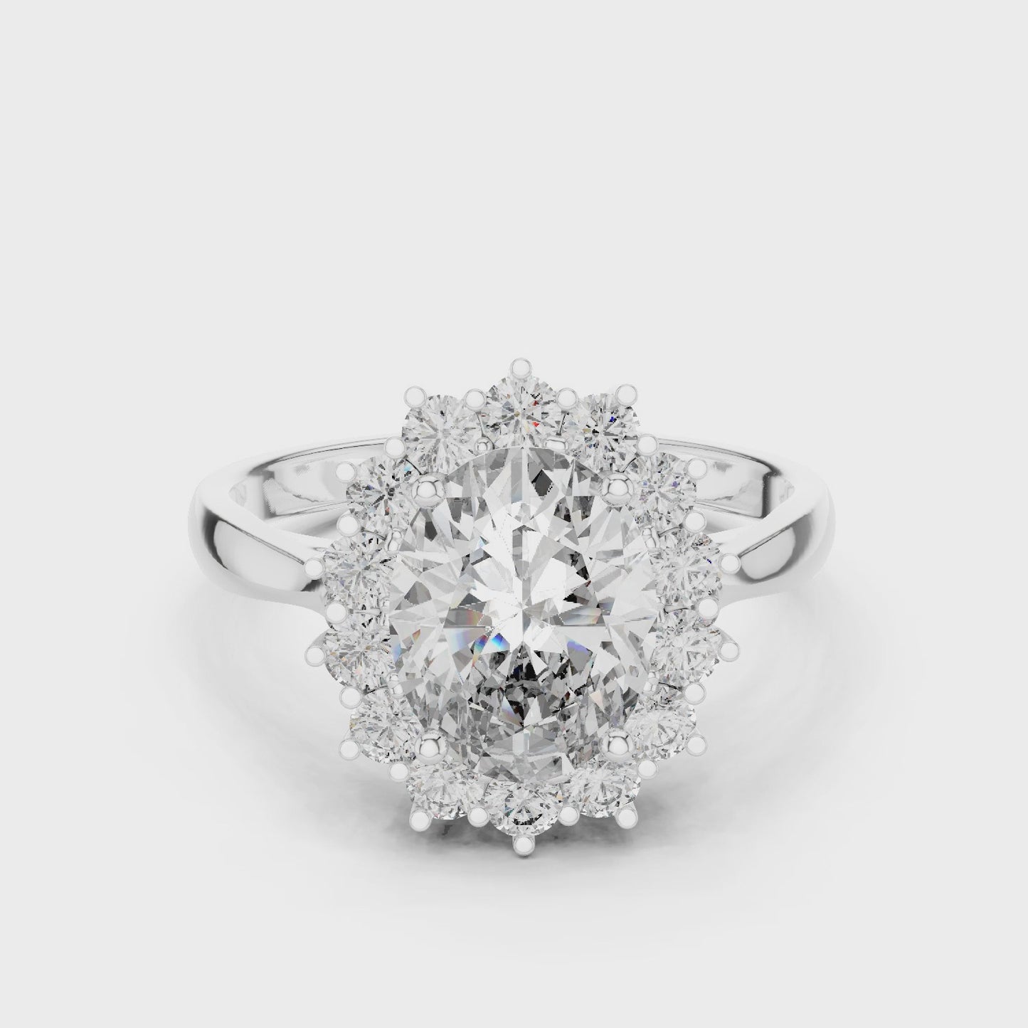 Celestelle Floral Luxury Oval Bloom Halo Ring